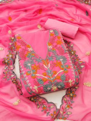 MAHAKAL TEXTILE Georgette Embroidered Salwar Suit Material