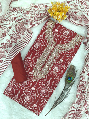 Zubeda Fashion Pure Cotton Embroidered Salwar Suit Material