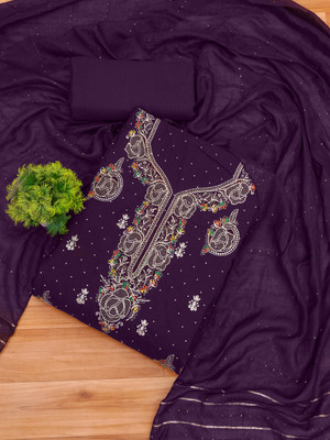 Fashion Of Z Cotton Silk Embroidered Salwar Suit Material