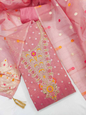 NIDHI'S FASHION Silk Blend Embroidered Salwar Suit Material