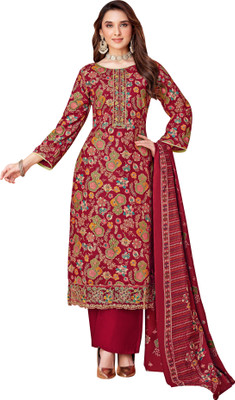 DRAVINAM Trends Viscose Rayon Embroidered Salwar Suit Material