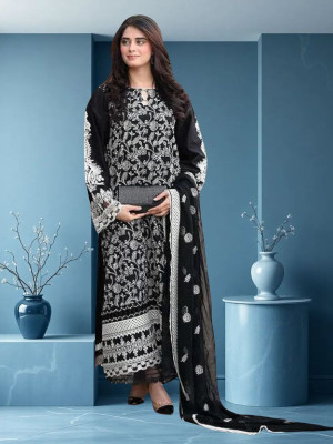 Dealbazaars Corporation Georgette Dyed, Embroidered, Embellished, Self Design Salwar Suit Material