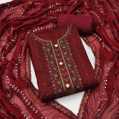 Tasrika Cotton Blend Embroidered Salwar Suit Material