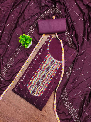 Divastri Silk Blend Embroidered Salwar Suit Material