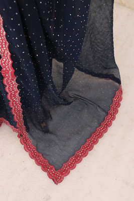 KHRITI FAB Embellished Blouse Material Organza Saree(Dark Blue)