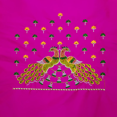 KASHTBHANJAN Pure Silk Embroidered Blouse Material