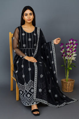 LEGCAYETHNIC Net/Lace Embroidered Gown/Anarkali Kurta & Bottom Material