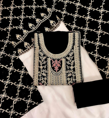 KRISHNAMTRENDSS Georgette Dyed, Embroidered, Floral Print, Self Design, Geometric Print Kurta & Palazzo Material
