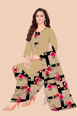 AYKA CLOTHINGS Crepe Floral Print Kurta & Patiyala Material