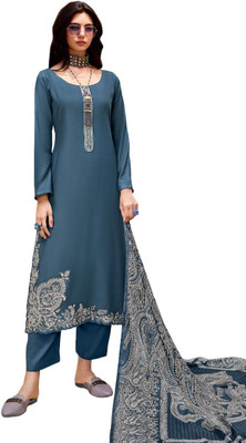 DRAVINAM Trends Wool Embroidered Salwar Suit Material
