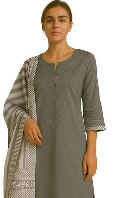 HYNS CREATION Pure Cotton Embroidered Salwar Suit Material