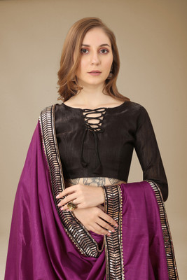 ENCLIQ Art Silk Solid, Self Design Blouse Material