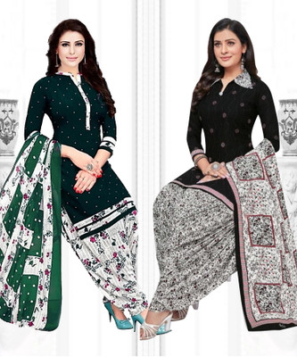 ANIRAV Crepe Solid, Printed, Geometric Print Salwar Suit Material