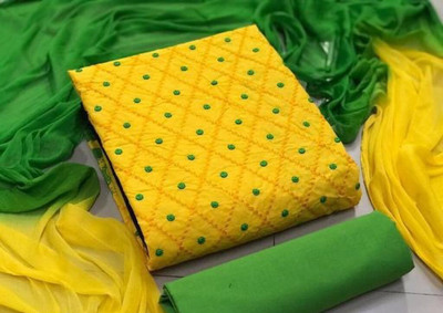 Stylecircle Cotton Blend Embroidered Kurta & Churidar Material