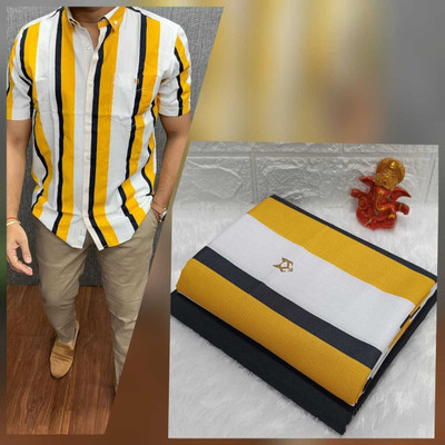 dharmesh enterise Cotton Blend Striped Shirt & Trouser Fabric