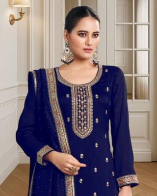 Dealbazaars Corporation Silk Blend Embroidered, Embellished, Self Design Salwar Suit Material