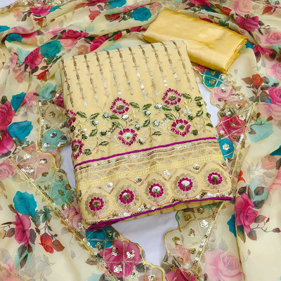 PandadiSaree Georgette Embroidered Salwar Suit Material