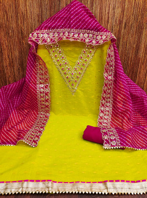 HLSILK Chanderi Embroidered Salwar Suit Material