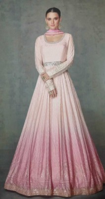 Thoughtful Collections Georgette Embroidered Gown/Anarkali Kurta & Bottom Material