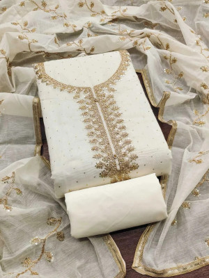 Heenari Chanderi Embroidered Salwar Suit Material