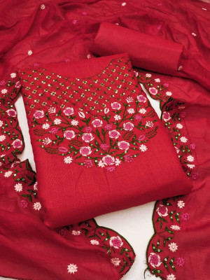 RAJGHARANA NX Chanderi Embroidered Salwar Suit Material