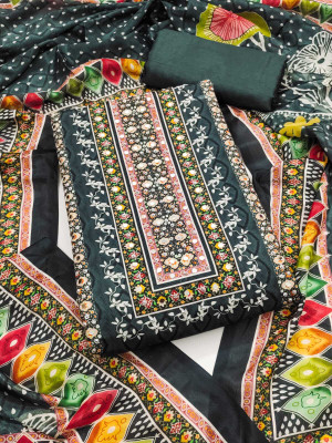 FLAPION CREATION Art Silk Graphic Print Salwar Suit Material