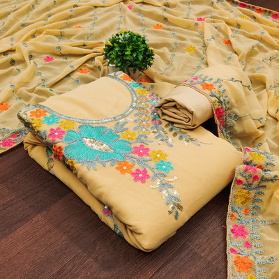 Wonaya Fab Georgette Embroidered Salwar Suit Material