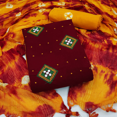 ARIHANTSILKMILL Pure Cotton Dyed, Embroidered, Printed Salwar Suit Material