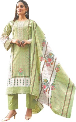 Ambarlyn Pure Cotton Embroidered, Printed Salwar Suit Material