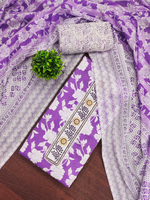 Shadow & Saining Cotton Blend Printed Salwar Suit Material