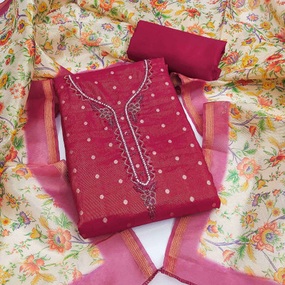 Peachmode Net/Lace Self Design Salwar Suit Material