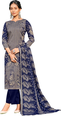 DRAVINAM Trends Cotton Blend Embroidered Salwar Suit Material