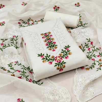 Peachmode Chanderi Embroidered Salwar Suit Material