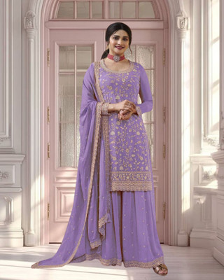 Dealbazaars Corporation Georgette Embroidered, Embellished, Self Design, Paisley Kurta & Sharara Fabric