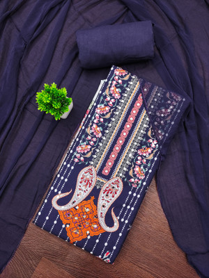 Saware Cotton Blend Embellished Salwar Suit Material