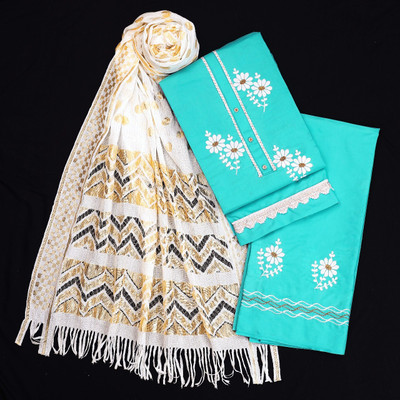 vallavi fashion Cotton Blend Embroidered Salwar Suit Material
