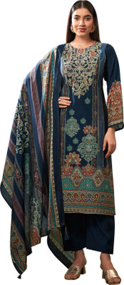 DRAVINAM Trends Muslin Embroidered Salwar Suit Material