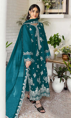 Shoponbit Georgette Embroidered Salwar Suit Material