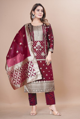 SARVAH Art Silk Self Design Salwar Suit Material