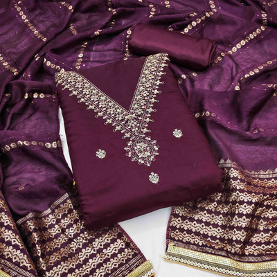 Blissta Chanderi Embellished Salwar Suit Material