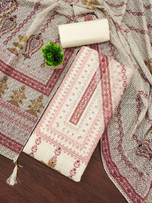 HouseOfCommon Cotton Blend Embroidered Salwar Suit Material