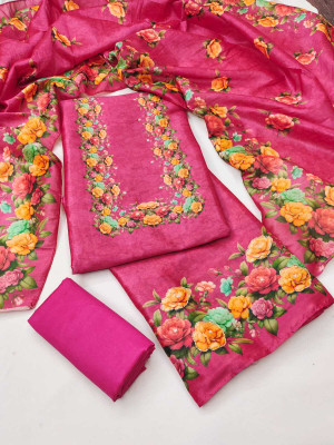 NIDHI'S FASHION Silk Blend Embroidered Salwar Suit Material