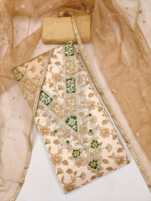 NF FAB Silk Blend Embroidered Salwar Suit Material