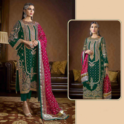 COCFI Georgette Embroidered Salwar Suit Material