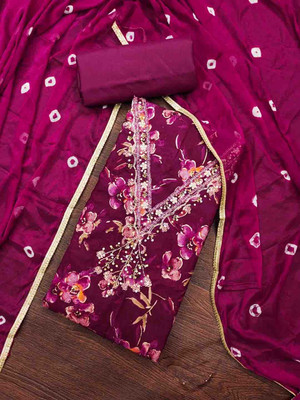 Divastri Cotton Blend Embellished Salwar Suit Material