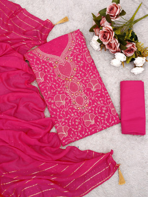 krupa fashion Cotton Silk Embroidered Salwar Suit Material