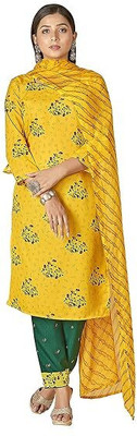 Varishtaa Cotton Blend Printed, Self Design, Geometric Print Salwar Suit Material