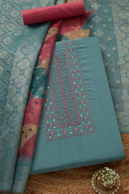 soch Silk Blend Embroidered Salwar Suit Material