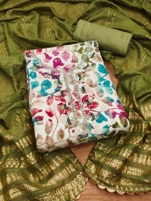 Tasrika Cotton Blend Embellished Salwar Suit Material