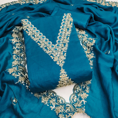 M FASHION Pure Silk Embroidered Salwar Suit Material